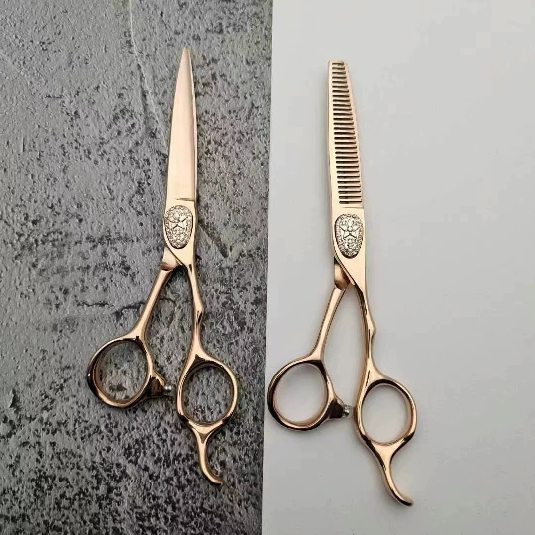 [Золотые парикмахерские scissors ZJ-24K золотой цвет Ножницы фабрикаGood scissors]