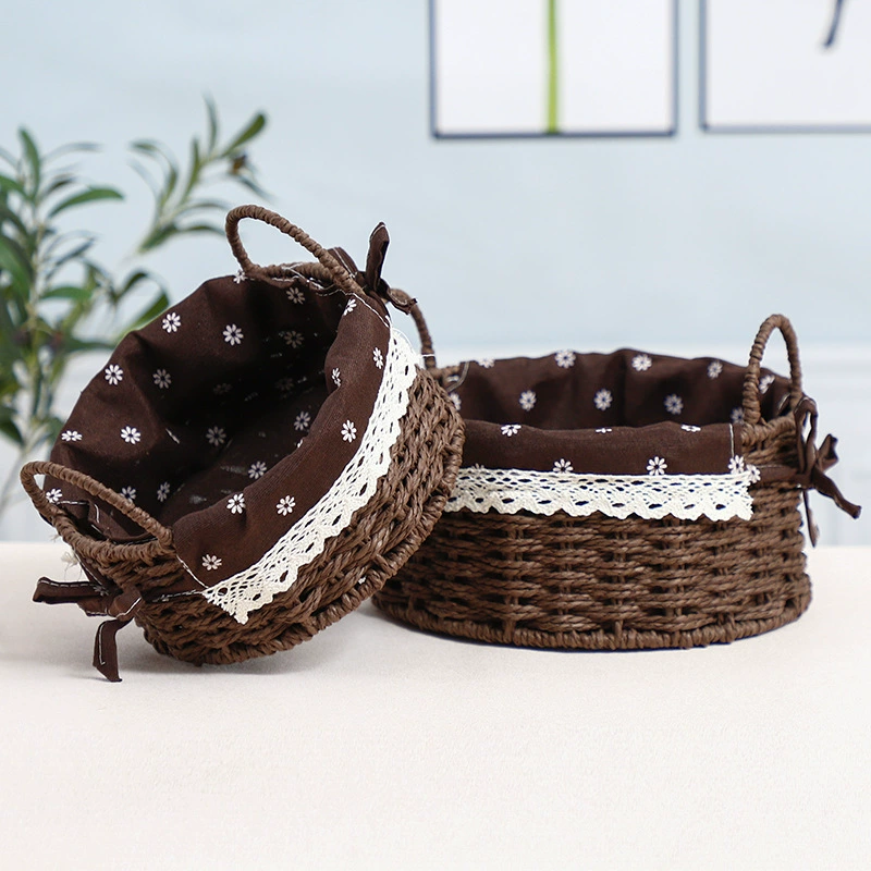 Woven storage baskets with cloth liners, assorted shapes (round/oval/rectangular/square)