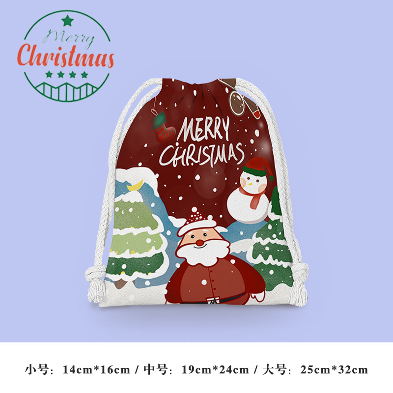 Christmas gift bag drawstring bag cross-border Christmas ornament small cloth bag miscellaneous storage bag portable
