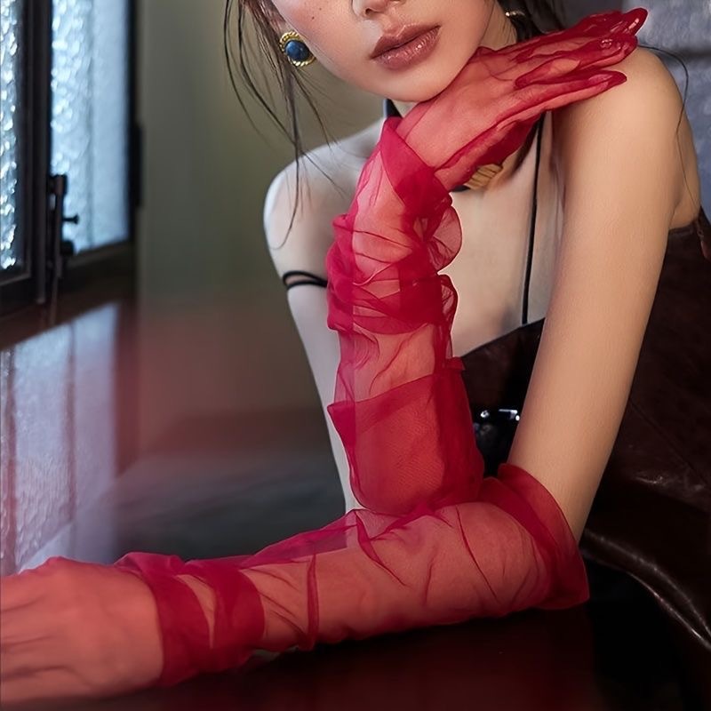 Black Velvet Gloves in Vintage Hepburn Style, Same Style as Reba'S, High-End Birthday Evening Dress with Long Satin Sleeves