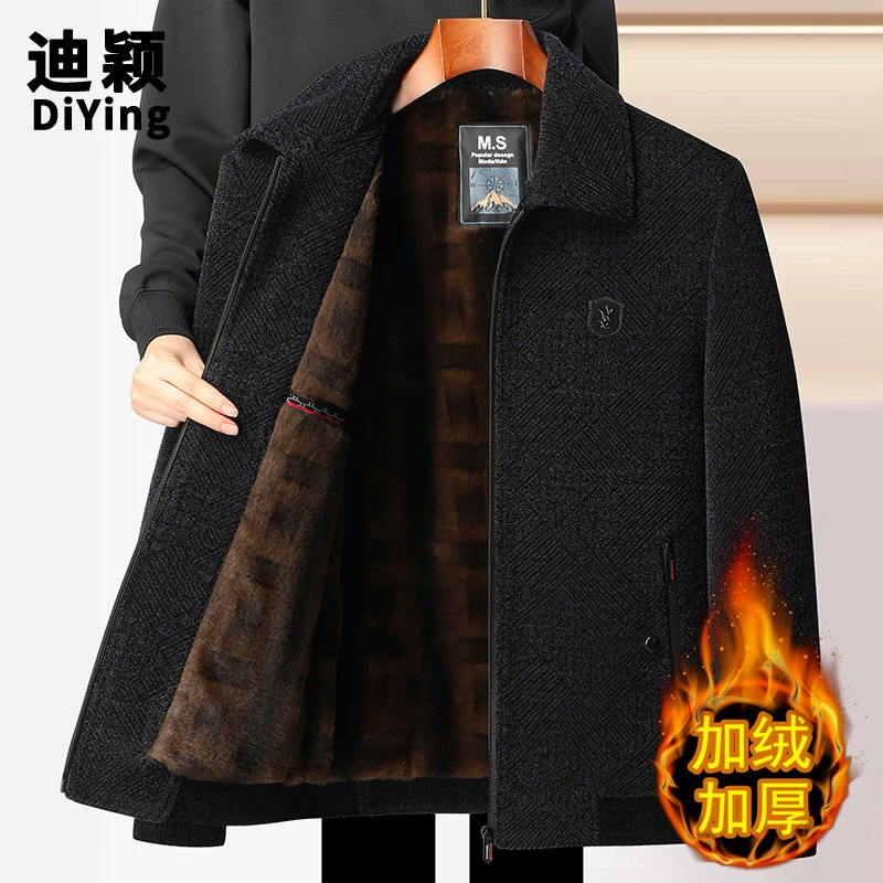 Новый папа плюс бархатное пальто Chenir модные мужчины среднего и пожилого возраста утолщение 40-60 лет новая зимняя одежда