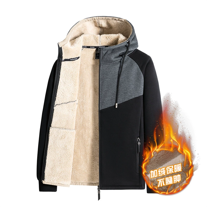 Мужская флисовая толстовка для осени и зимы, спортивная, с капюшоном, свободного кроя, большого размера, теплая куртка, спортивно-повседневная.