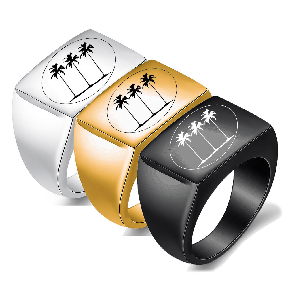 carved glossy ring handmade stainless steel