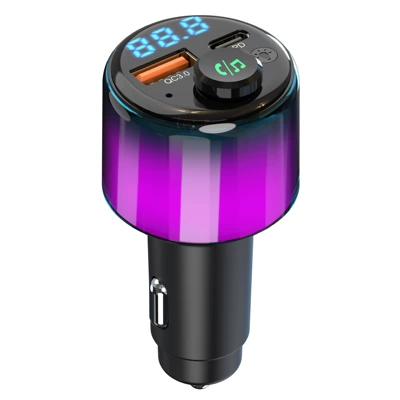 Cross-border wholesale car Bluetooth MP3 player super fast charging BC90 automatic return to colorful atmosphere light display (Car mp3)