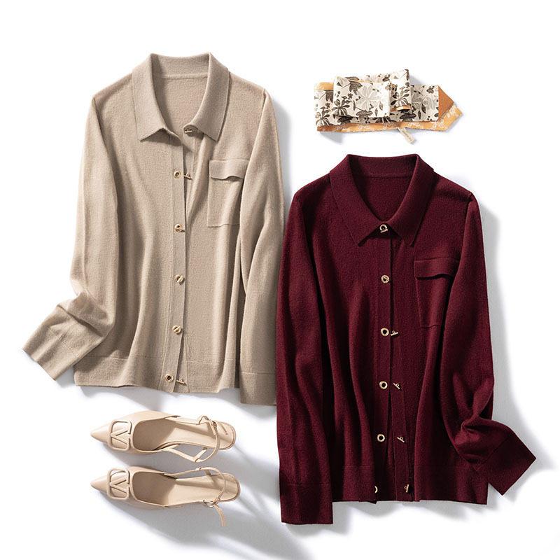 25 Spring and Autumn Women's Pure Cashmere Cardigan Fine Knit Shirt with Tie Pocket T-Shirt Women's Jacket 9609 Intellectual Commute 25 Spring and Autumn Women's Pure Cashmere Cardigan Fine Knit Shirt with Tie Pocket T-Shirt Women's Jacket 9609 Intellectual Commute