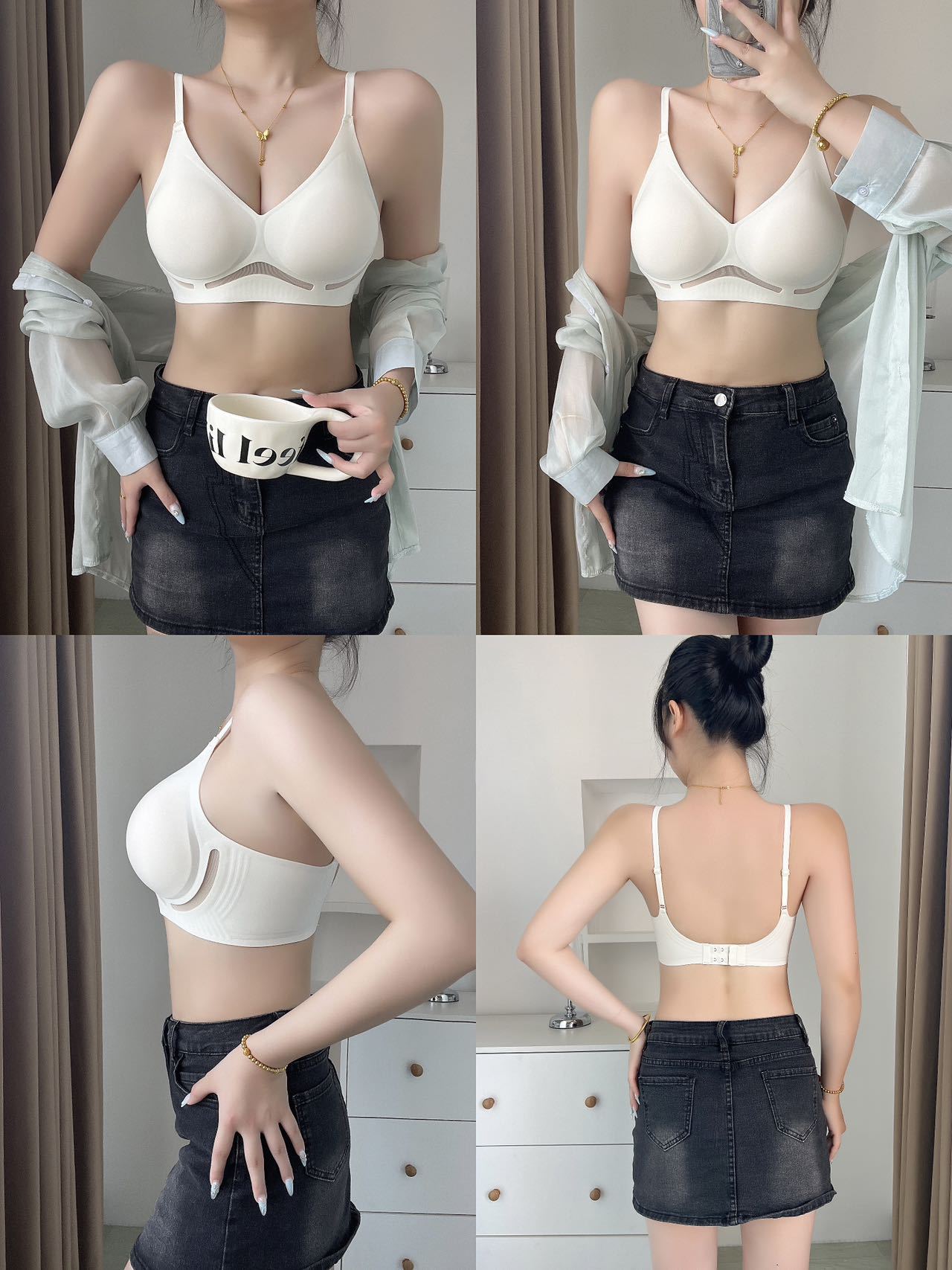 Taza de melocotón, ropa interior de mantenimiento de gelatina hueca, hermosa espalda, sin costuras, sección delgada, sin anillo de acero, pecho pequeño, sujetador de expansión exterior, mujer