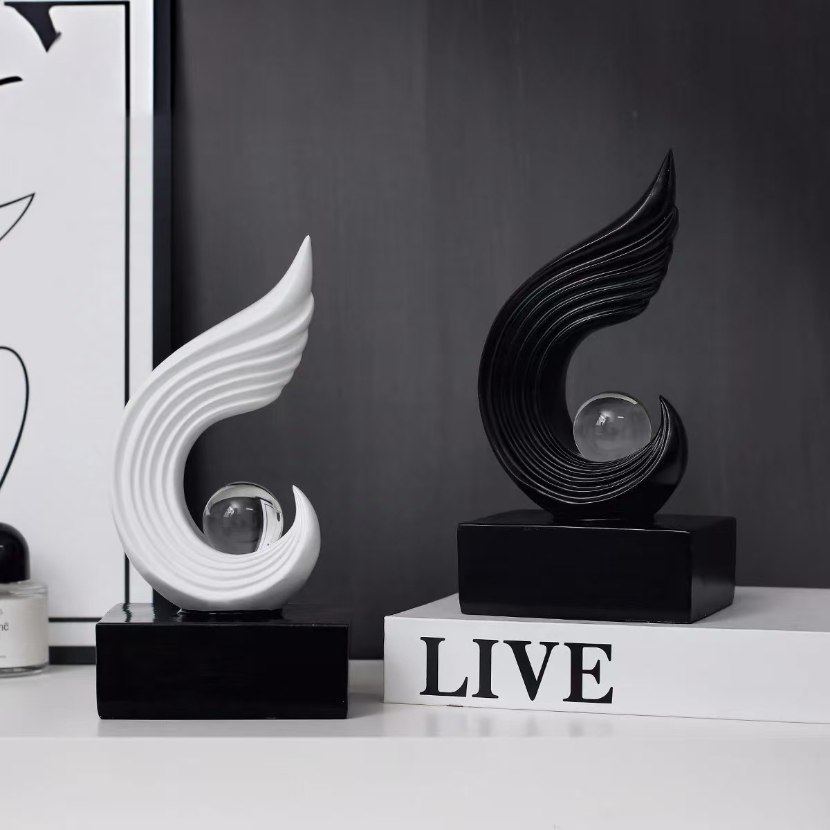 新中式入户玄关钥匙收纳摆件客厅酒柜电视柜高级感树脂装饰品摆件