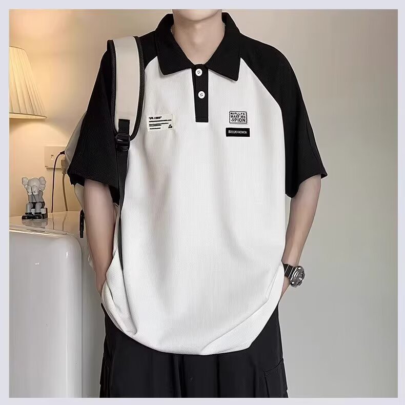 Contrast Color Polo Shirt Short-Sleeved Men's 2026 Summer New American Retro T-Shirt Ins Trendy Brand High Street Half-Sleeved Top Contrast Color Polo Shirt Short-Sleeved Men's 2026 Summer New American Retro T-Shirt Ins Trendy Brand High Street Half-Sleeved Top