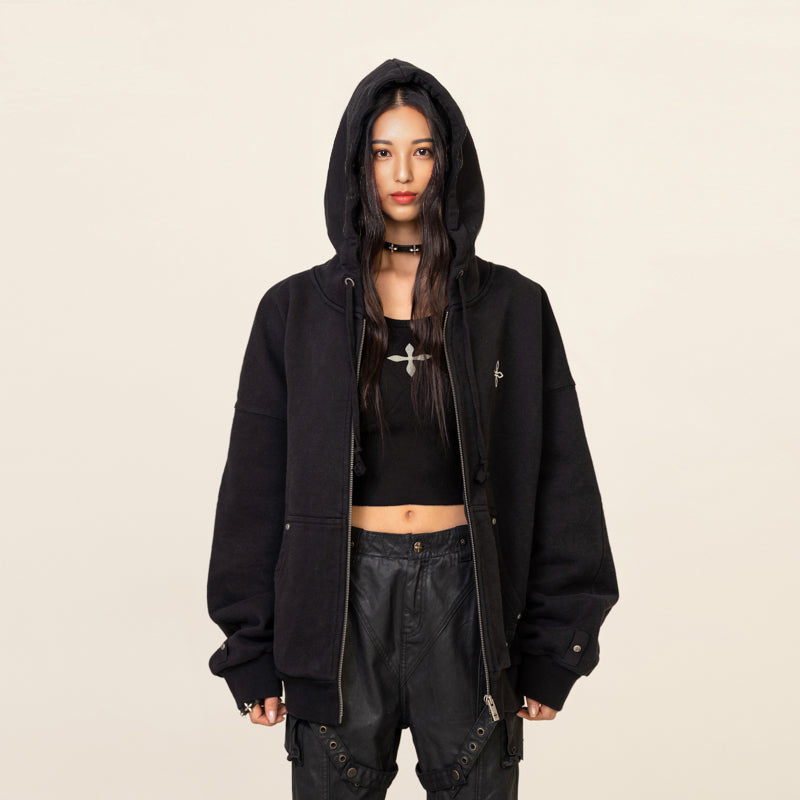 Smfk Jacket Classic Cross Flower Graffiti/Wilderness Camp Wide Hoodie Three-Color Hooded Sweatshirt for Women 4