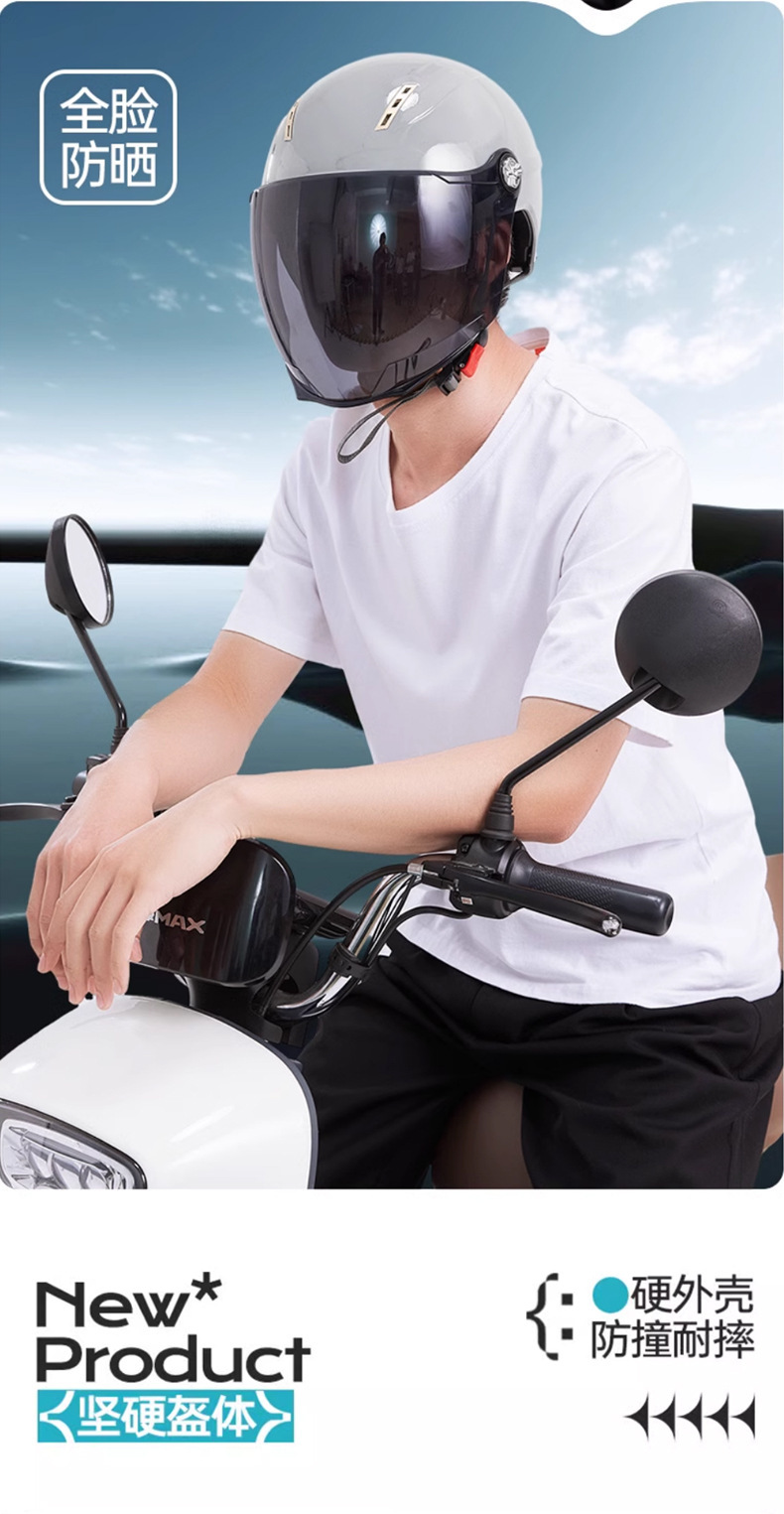 New National Standard Men's Half Helmet Autumn and Winter Electric Vehicle Helmet Women's Motorcycle All-Season Safety Helmet Summer Sun Protection and Warmth
