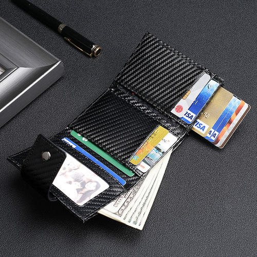 Crazy horse leather automatic pop-up metal box card holder men's genuine leather airtag locator wallet card holder card holder integrated