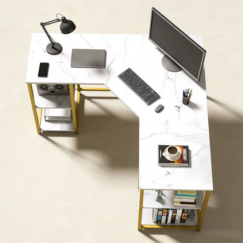 Computer Desk Corner Table Bedroom Office Work Desk Laptop with Storage Desktop Pegboard Nordic Style Storage Rack
