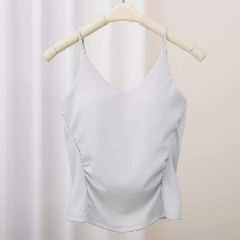 Chaleco nuevo estilo eslinga todo fósforo ropa exterior con almohadilla para el pecho pliegues simples de alta gama moda chica caliente base hermosa espalda tubo superior mujer