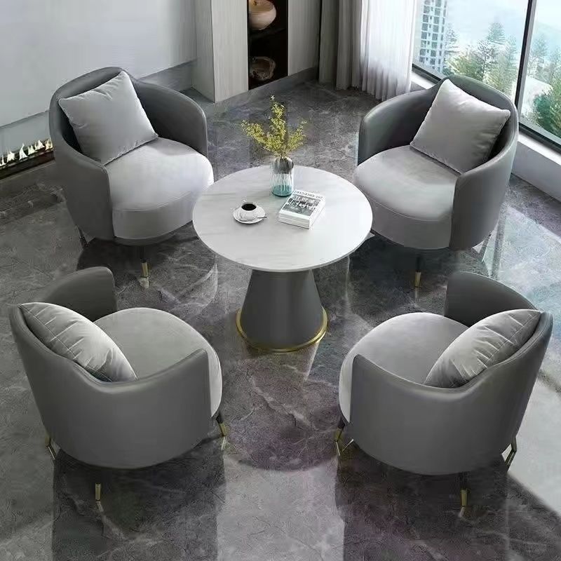 Hotel de mesa redonda de ocio nórdico salón de belleza de piel de garra de gato recepción sofá sala de ventas mesa de negociación combinación de sillas