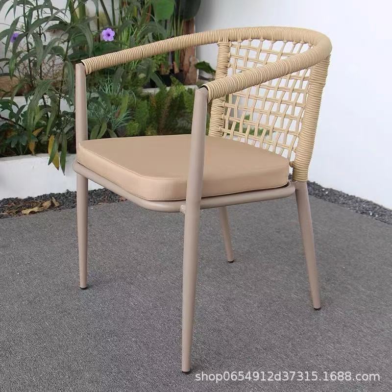 silla de caña de patio respaldo de aluminio al aire libre silla de caña terraza patio al aire libre silla de caña de jardín