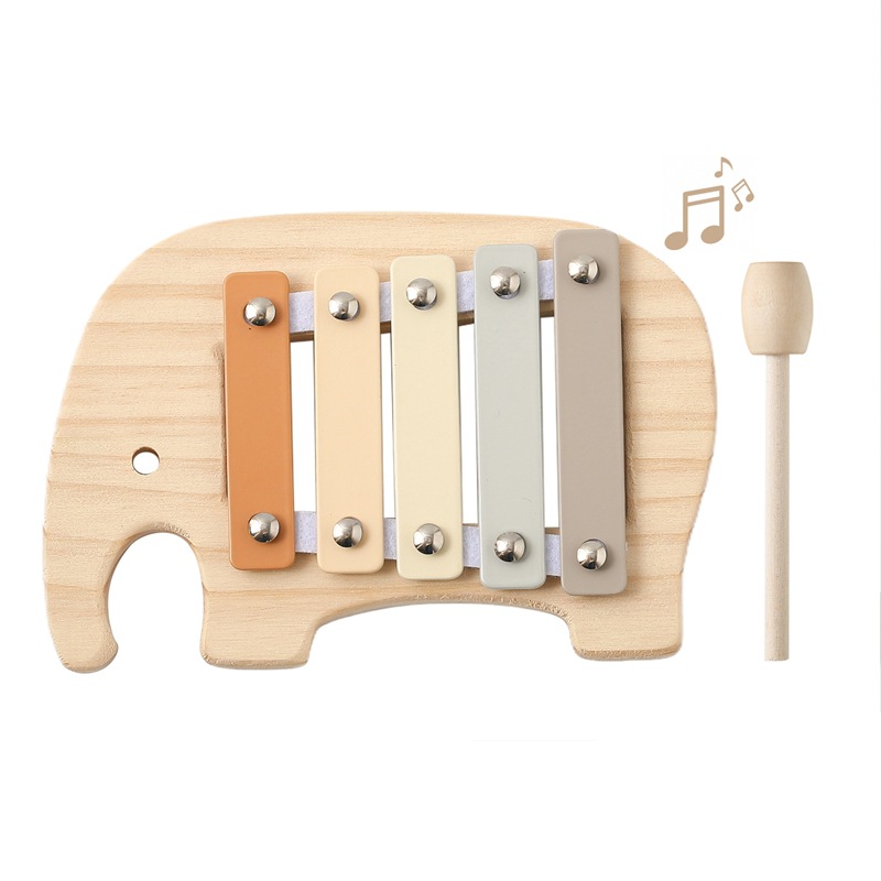 Baby Puzzle Educación temprana Audición Instrumento de percusión Pequeño elefante Toque el piano Juguete de madera para niños Ejercicio de dedo Pulgarcita
