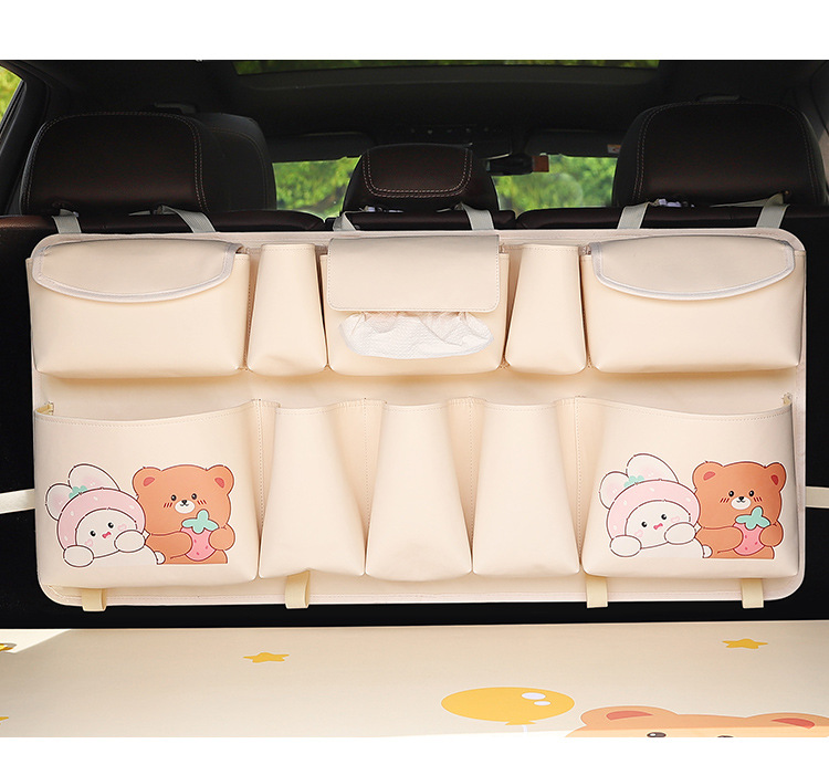 Car trunk storage bag multifunctional car rear hanging storage bag cute car storage box hanging bag