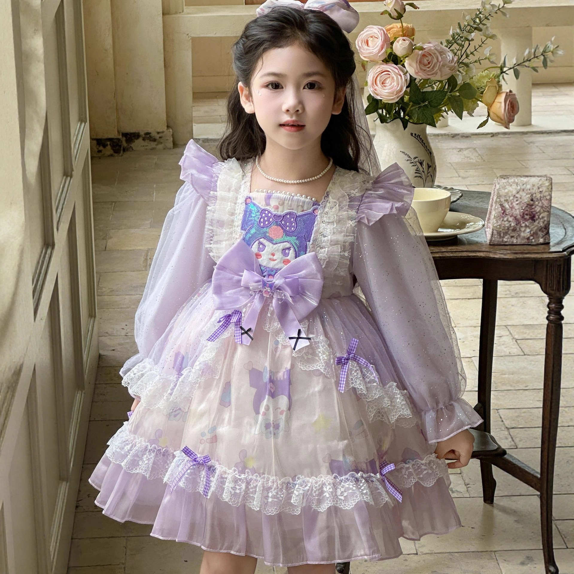 Girls Dress Autumn 2025 New Children's Kuromi Lolita Princess Dress Birthday Dress Puff Skirt