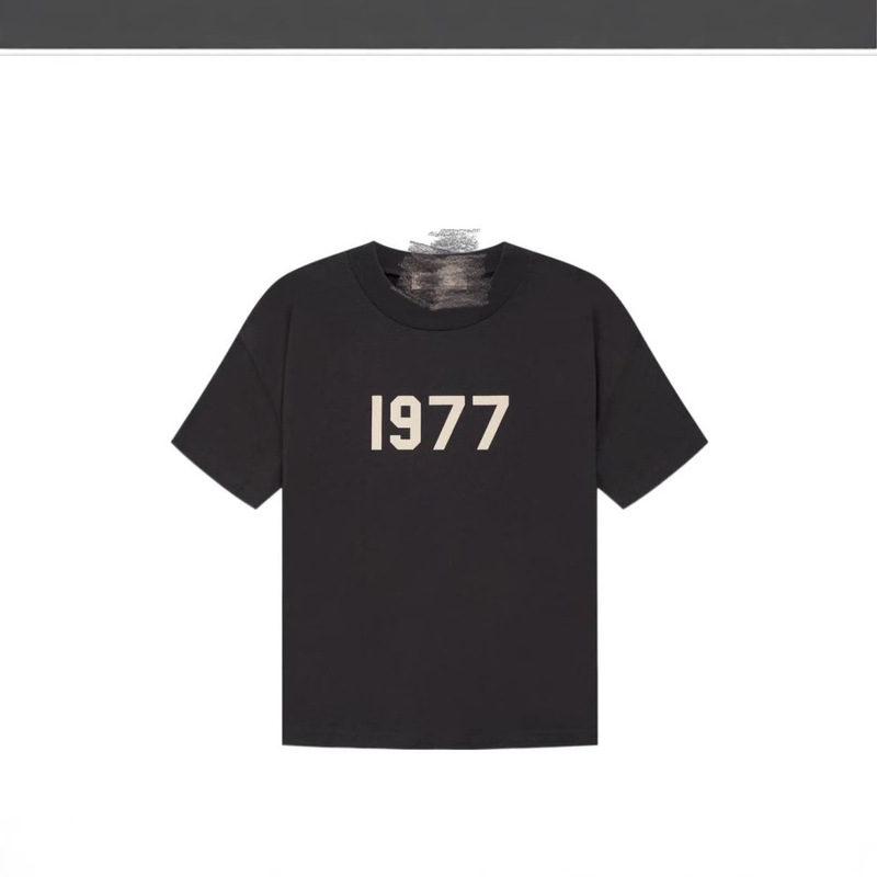 Ess-1977 Series Ss22Teeiron Flocked Logo Round Half-Sleeve Casual Versatile Short-Sleeve Trendy Loose Fit