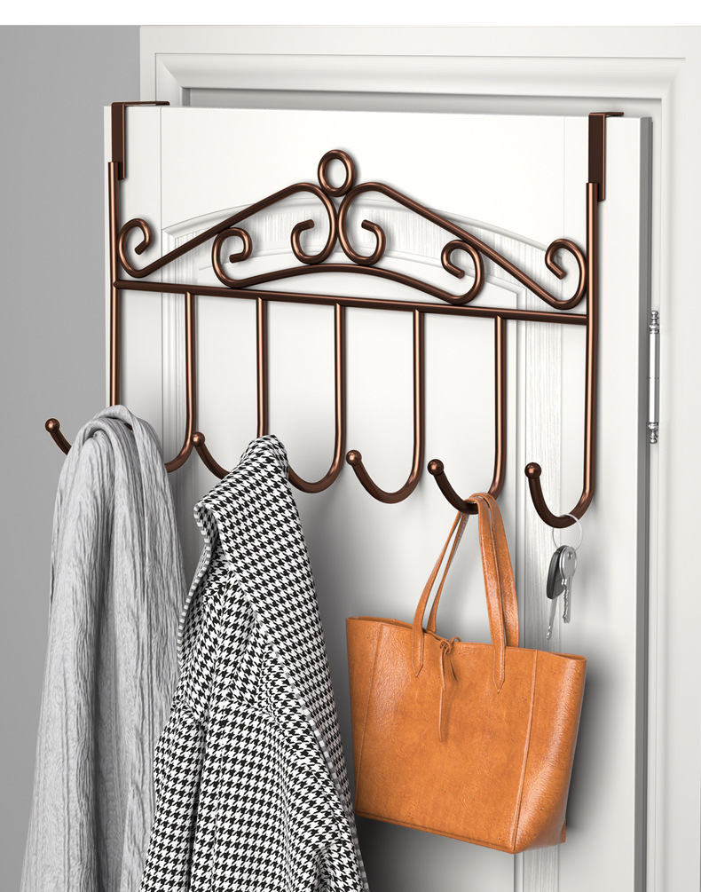 Over Door Hook Rack Stainless Steel 7 Hooks Black No Drill Hanging Organizer for Kitchen Bathroom Bedroom key features