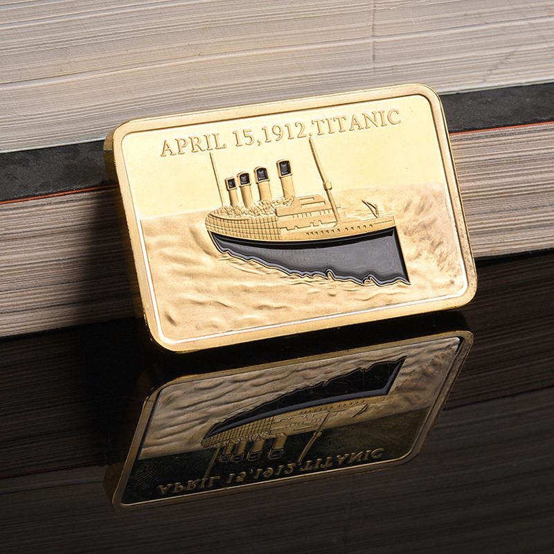 Titanic Gold-Plated Commemorative Coin Titanic Creative Home Decor Gold-Plated Bar Small Gift Couple Gift
