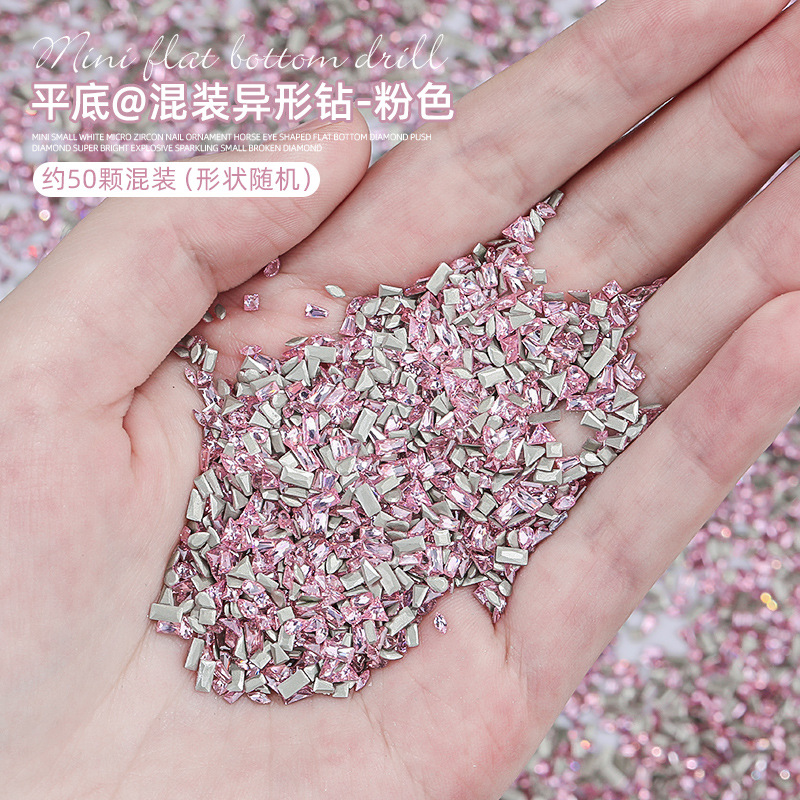 Nail circón invertida borde plano diamante Super Flash joyería de uñas blanco transparente Mini tamaño pequeño circón flash decoración de uñas