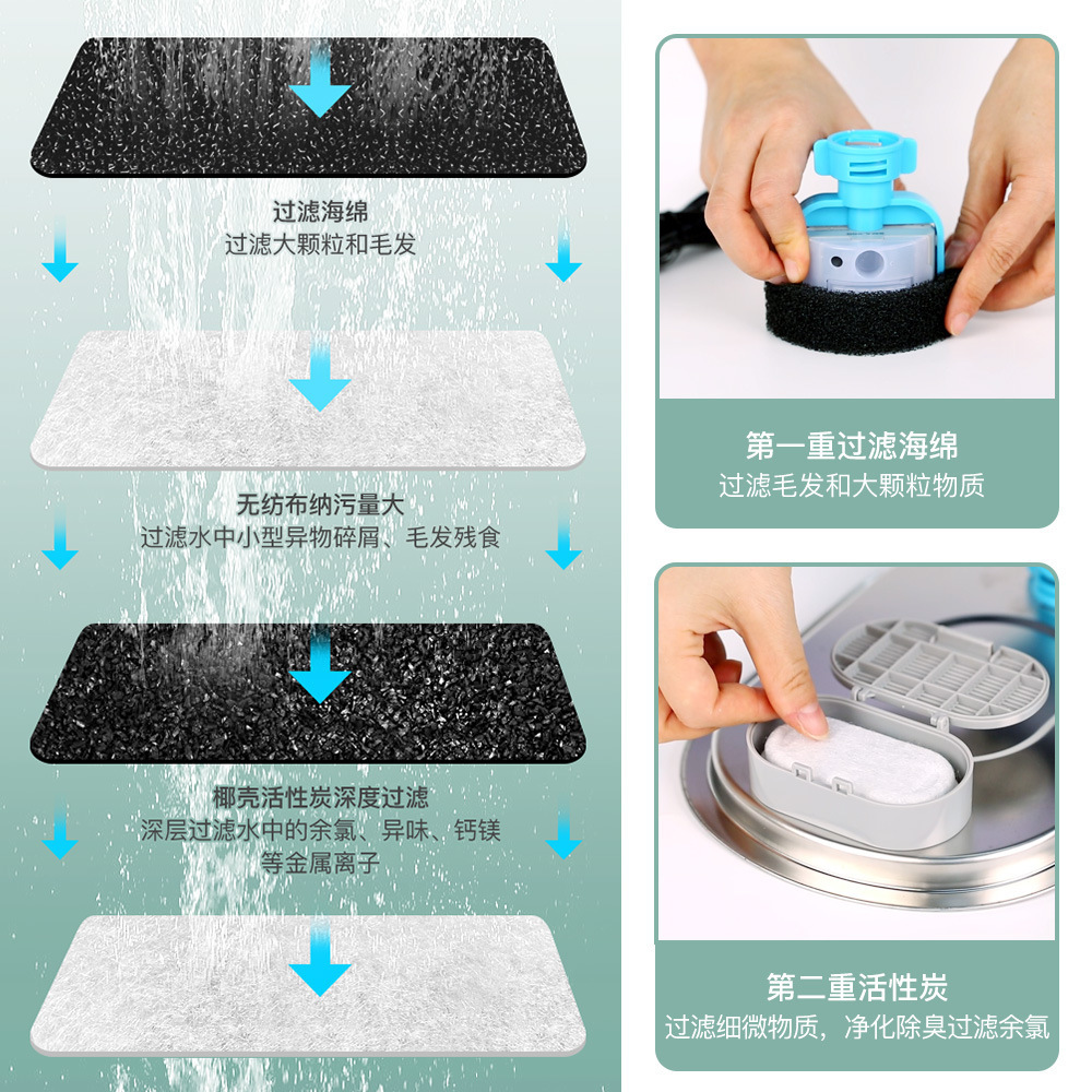 Fábrica directa de gatos de acero inoxidable alimentador de agua inteligente para mascotas filtración automática circulación de agua viva beber agua