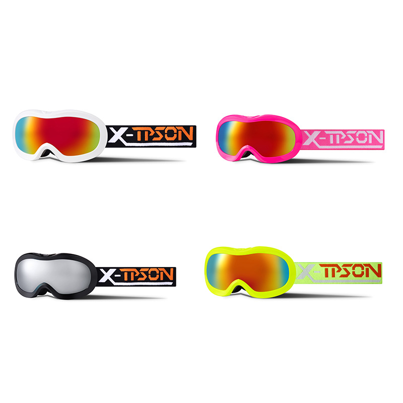 Lunettes de ski pour enfants de 3 à 12 ans avec revêtement coloré et anti-buée en TPU double couche haute définition_voghion.com