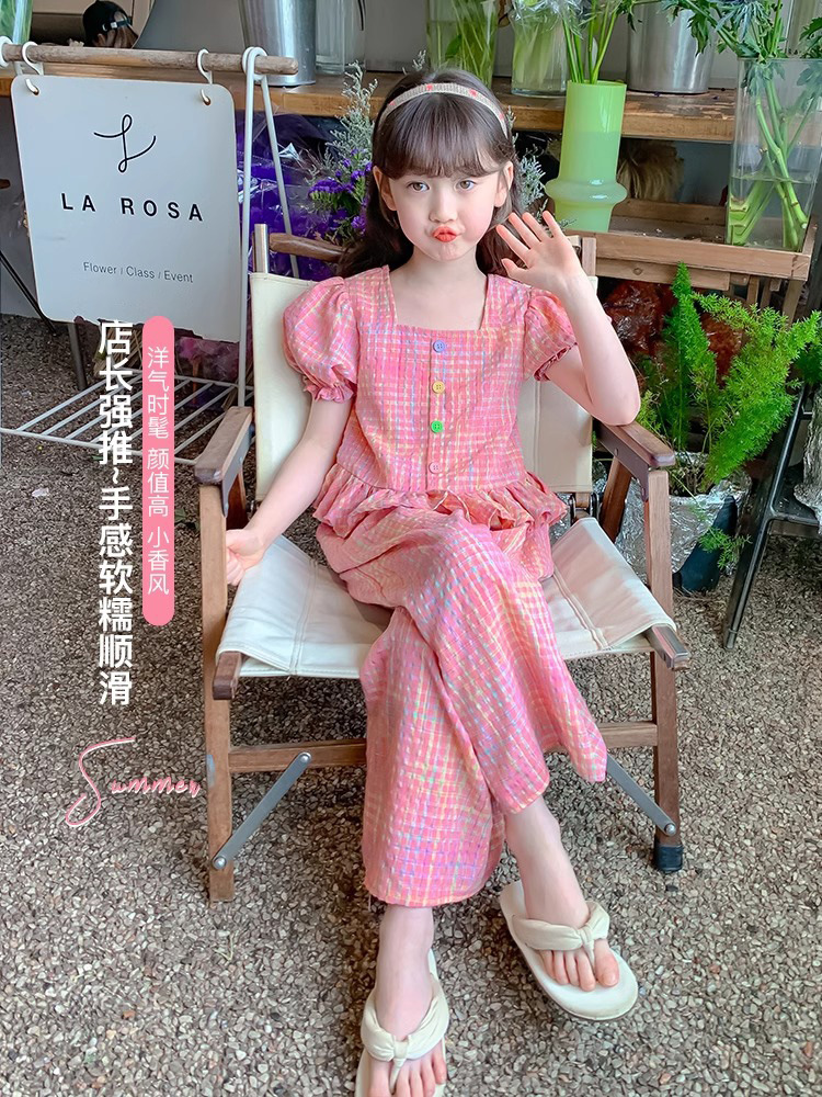Traje de verano para niñas 2025 nuevo estilo occidental y de moda estilo nacional para niños Hanfu traje chino de dos piezas para niñas verano