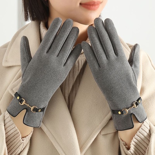 New Women's Winter Fleece Touchscreen Mobile Phone Chain Windproof Warm Driving Riding Fleece Thick Gloves