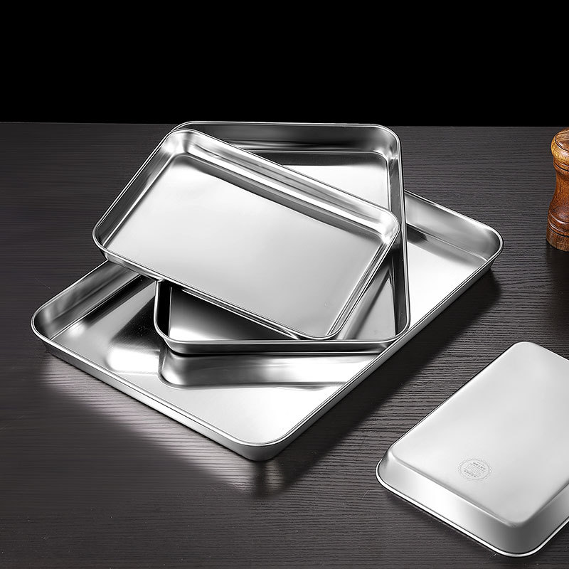 304 Stainless Steel Steaming Tray for Rice Rolls, Flat Bottom Rectangular Tray, Towel Tray, Rice Roll Steaming Tray, Tableware