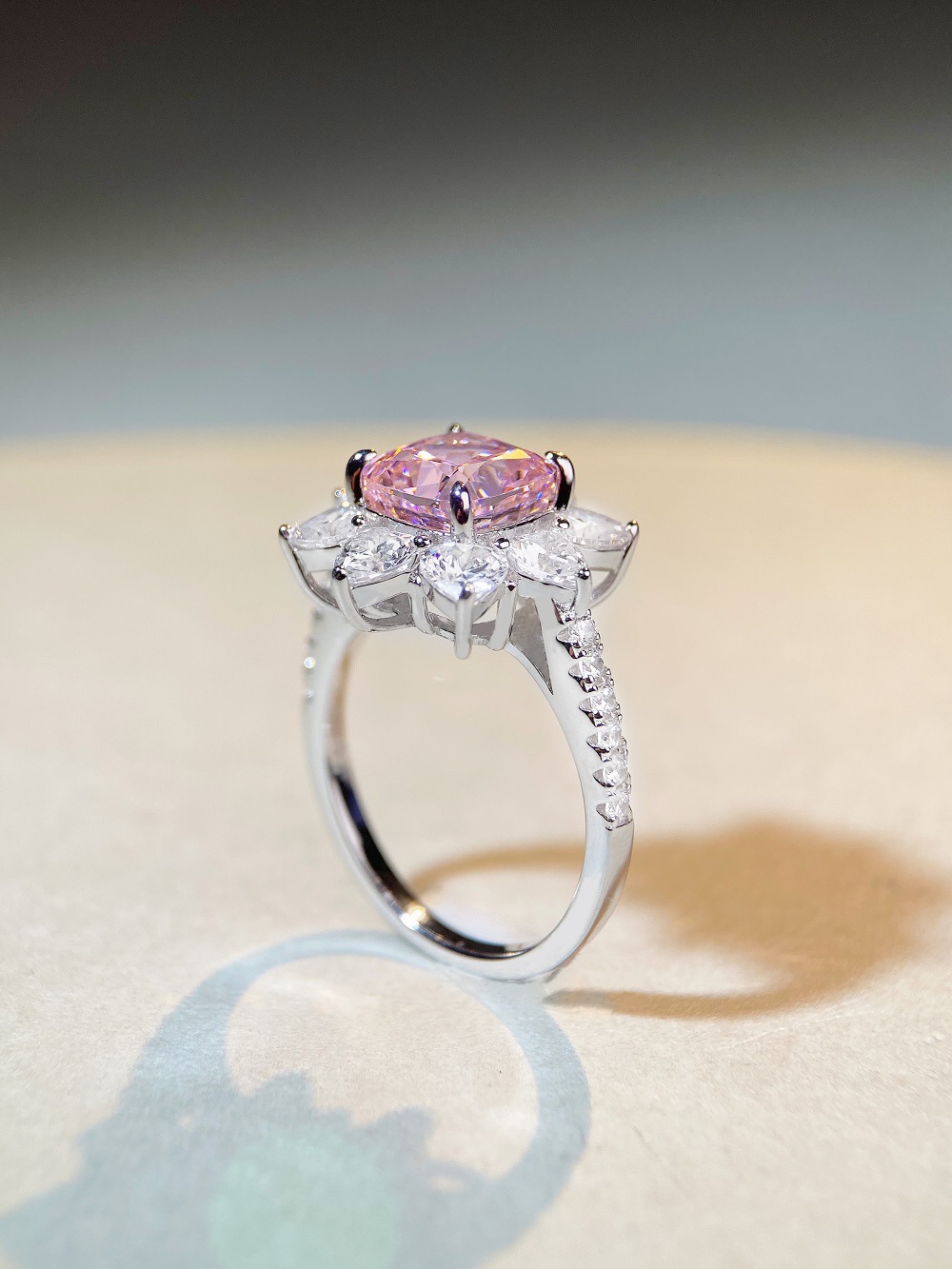 Fashion Flower Sterling Silver Inlay Zircon Rings 1 Piece