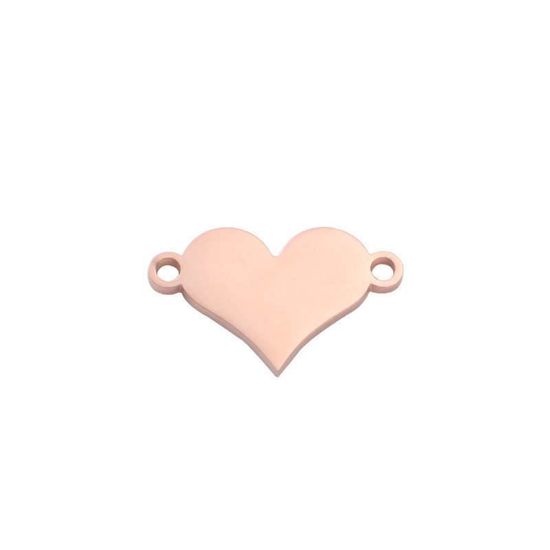 Customization Laser Engraving, Heart Shape Pattern 1 Piece Stainless Steel PVD Coated 18K Gold Real Gold Plated Customization Laser Engraving Heart Shape Pendant DIY Jewelry Accessories
