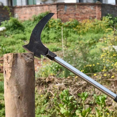 Double-chopping lawn mower, special wheat-cutting sickle, long-handled agricultural woodcutter, multi-functional outdoor mountaineering and fishing tool