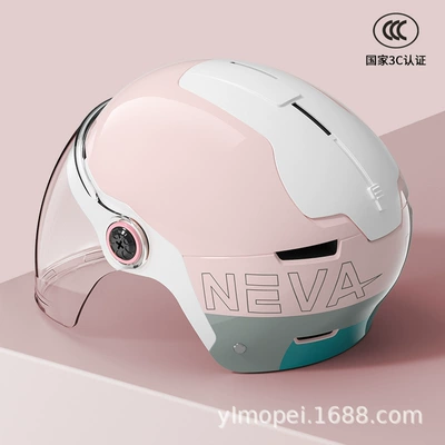 certification electric car helmet men's Motosiklet kaskı (dəbilqə) - cherry-powder-neva-flower-transparent-long-mirror