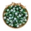 10mm broken egg white glass beads - green and white