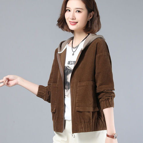 Women's Loose Hooded Sweatshirt, Short-Sleeve, Versatile, Fall/Winter, Korean Style, Plus Size Jacket Top