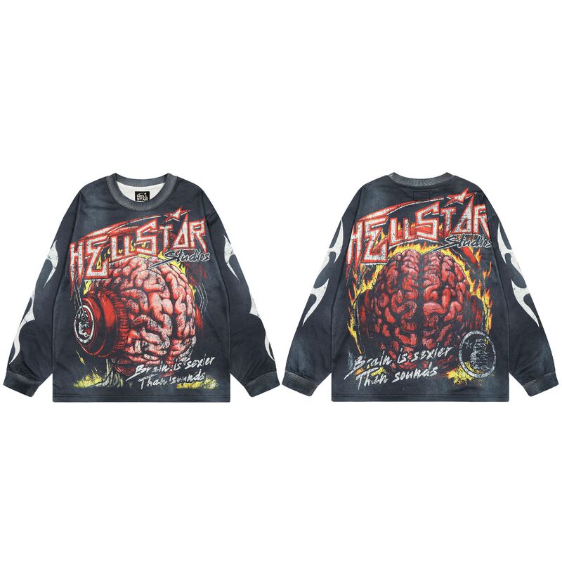 美式潮牌Hellstar地狱之星vintage秋冬长袖打底衫高街休闲卫衣|undefined