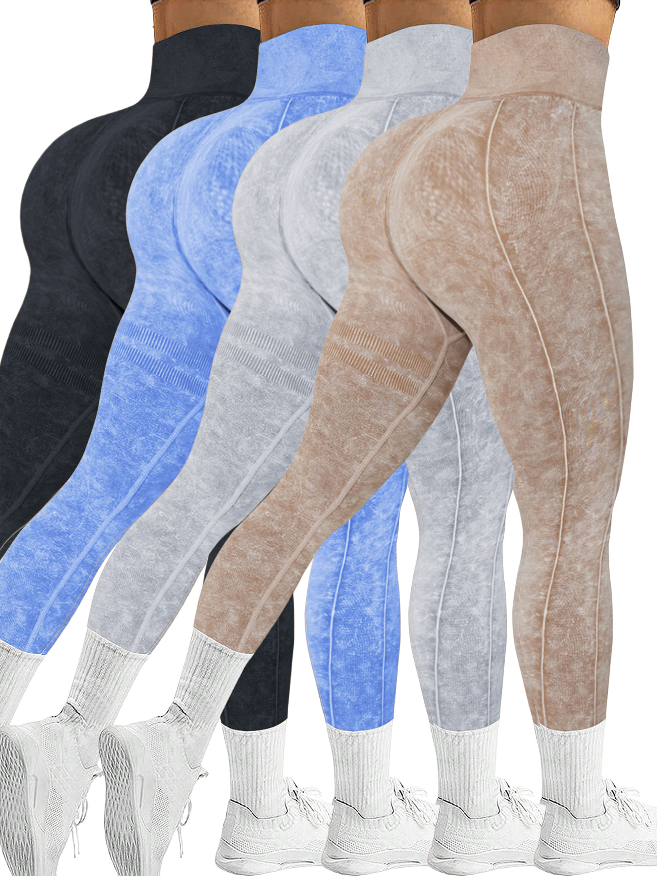 Pantalones de yoga ajustados de lavado de arena sin costuras europeos y americanos transfronterizos