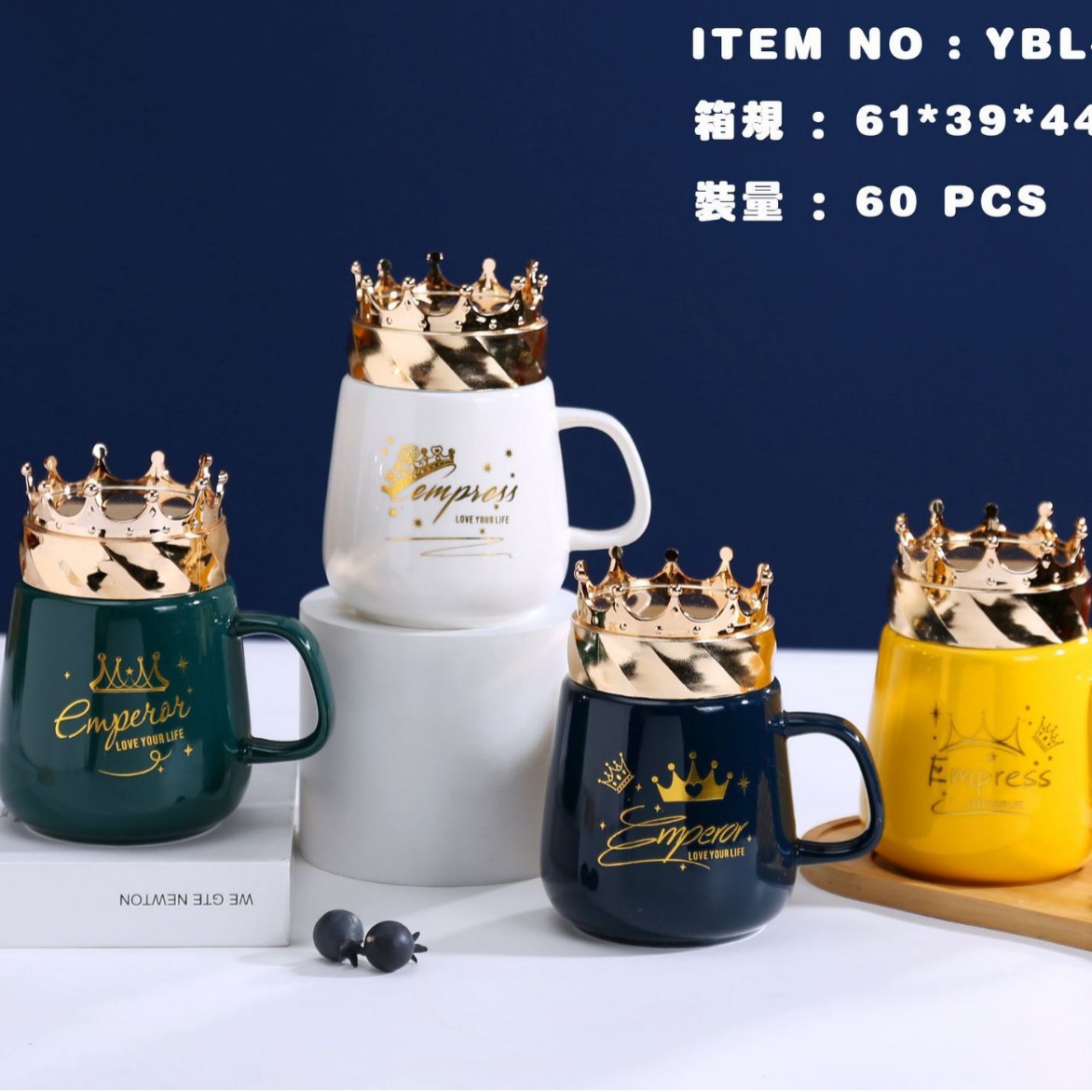 Yiwu esmalte espejo taza de visualización taza de cerámica con tapa nórdico espejo de dibujos animados taza conjunto festival regalo comercio exterior