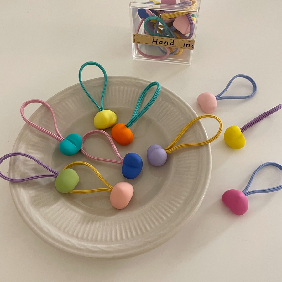 10 adornos lindos de cabello de color caramelo, anillo de cabello de niña, cordón de correa de cabello, adornos de cabello de niños coreanos de alta elasticidad