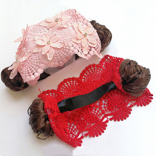 Baby lace headband infant care door hair net Korean version princess head flower bangs baby girl wig headdress
