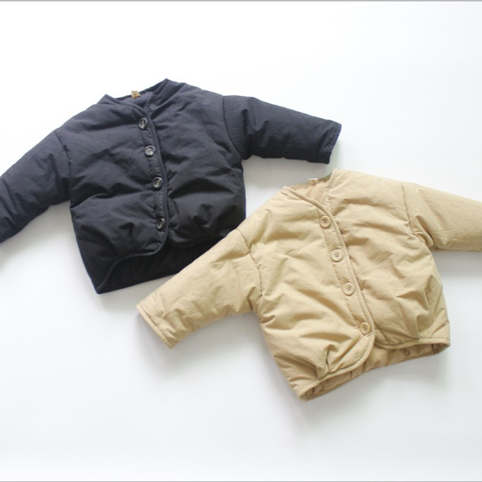 Nuevo producto chaqueta acolchada de algodón para niños de invierno chaqueta acolchada de algodón para niños versión coreana suelta de color sólido cuello redondo chaqueta de invierno para niñas clase A