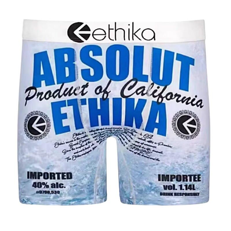 Ethika Men's Underwear, American Trendy Brand Sports Men's Underwear, Printed Ice Silk Quick-Drying Slim Fit Breathable Boxer Shorts