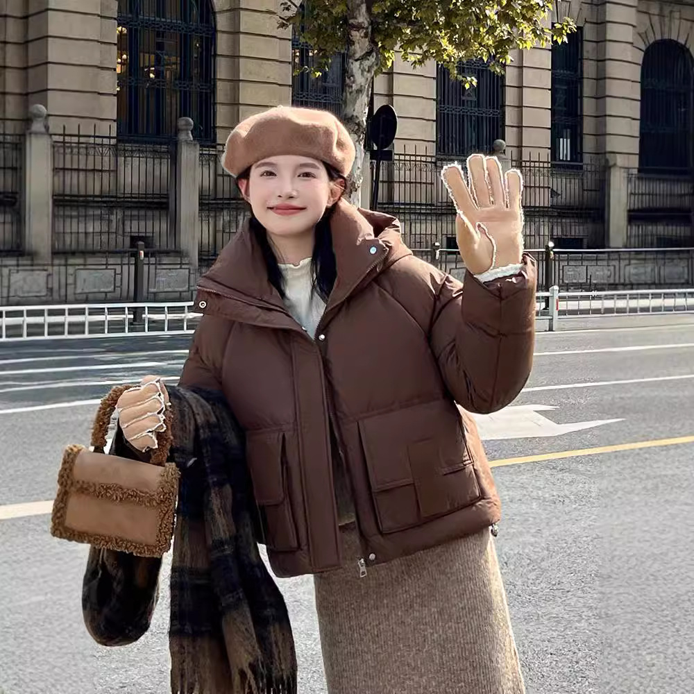 Chaqueta de algodón de pluma de mujer corta ropa de algodón coreana 2024 ropa de invierno nueva chaqueta de algodón suelta pequeña ropa de pan gruesa moda image 4
