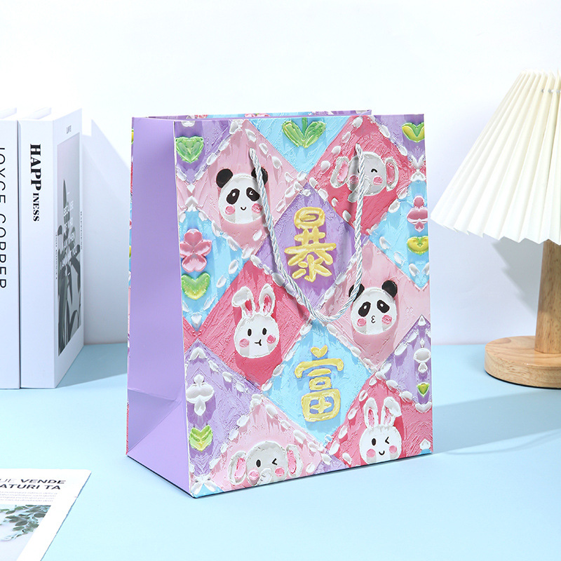 油画风精美礼品袋生日礼物开学季礼物幼儿园零食包装袋手提袋