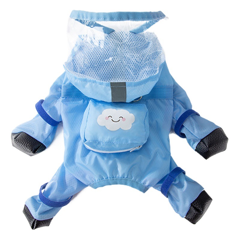 Tracción cachorro impermeable de cuatro patas impermeable todo incluido perro pequeño oso peluche mascota ropa de día lluvioso