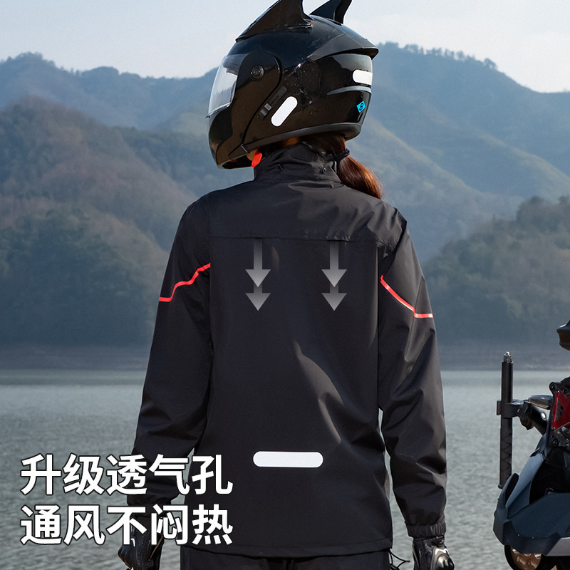 Zhi Zhou オートバイレインコート レインストームグレード サイクリング スプリットレインコートとレインパンツセット Meituan テイクアウトライダー専用|undefined
