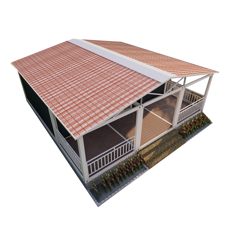 Casa de paneles de contenedores agudo con decoración de pared cortina de vidrio Casa de contenedores Casa móvil Oficina Residencial Temporal