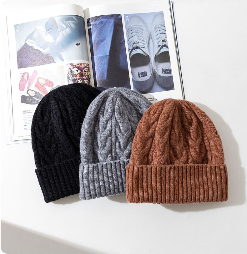 Big Waist Autumn And Winter New Knitted Hat Men's Hat Warm Women's Hat Cotton Wool Hat Thickened Fried Dough Twists Cold Hat_voghion.com